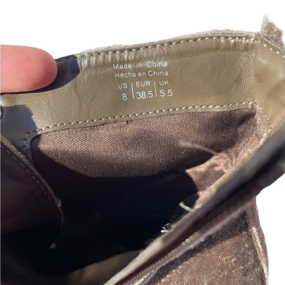 Aldo Aliria Combat Boot Heels Velvet Grey Olive Green Size 8 - Picture 9 of 10